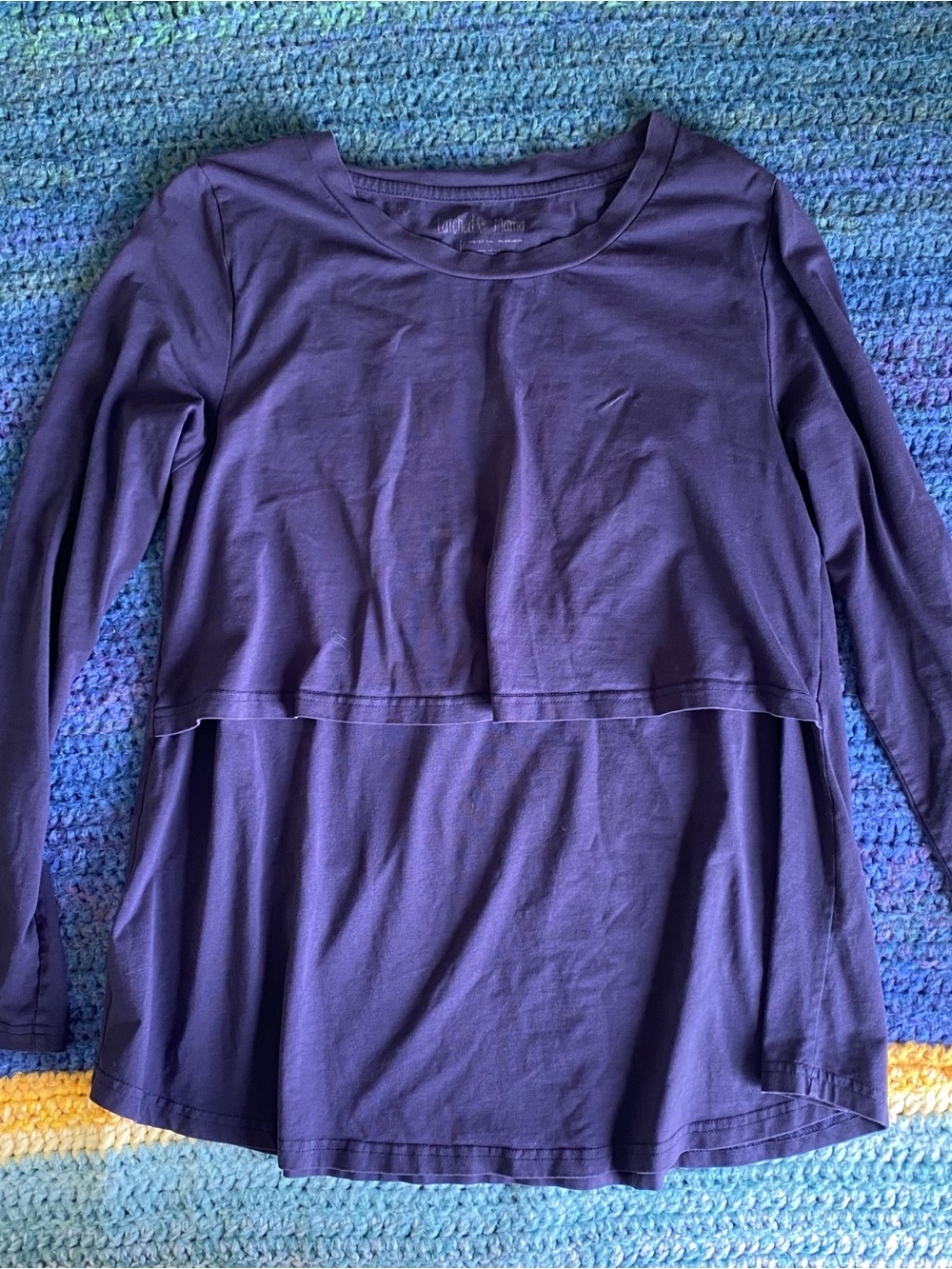 Latched Mama Nursing Navy Blue Long Sleeve Stretch T-shirt